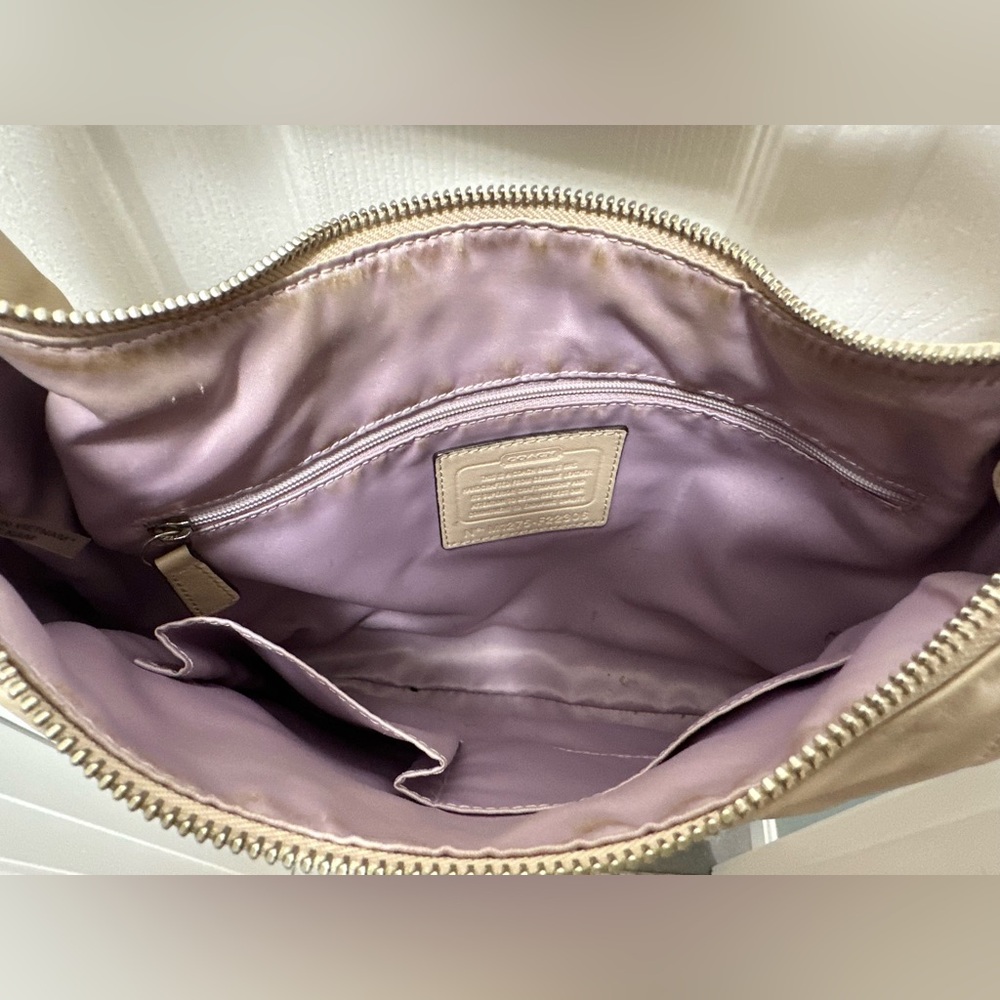 Coach Kristin F22306 Leather Hobo Shoulder Bag Detachable Crossbody in Cream - Picture 9 of 15